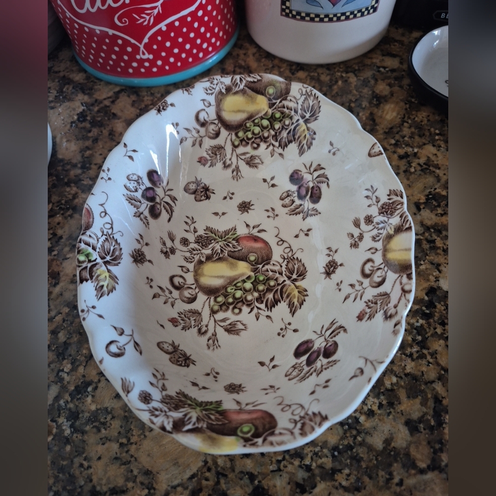 Johnson Brothers Fruit Pattern Bowl - Brown and Cream